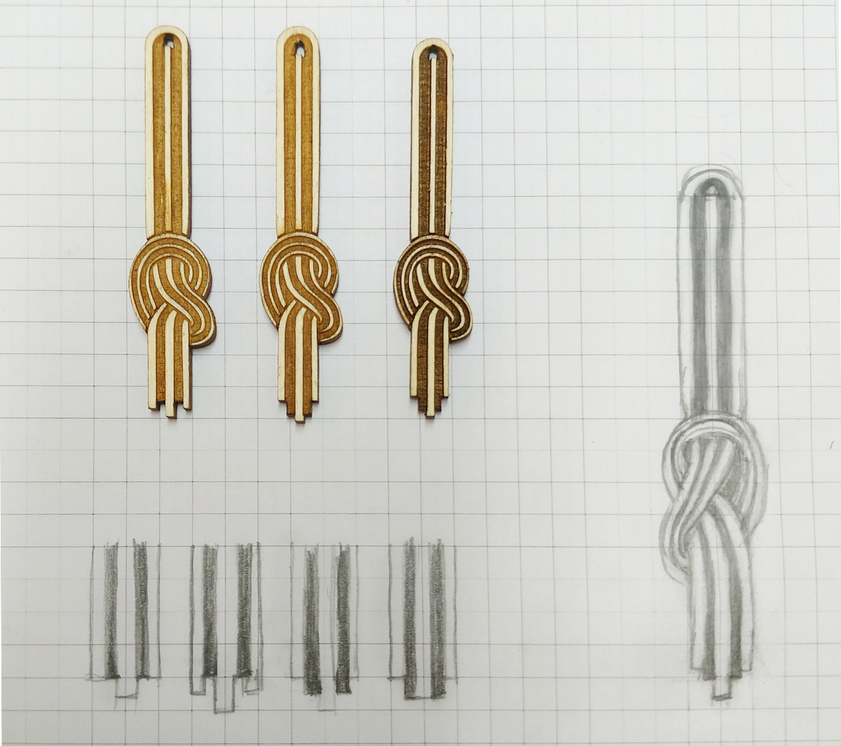 design sketches and prototypes earrings